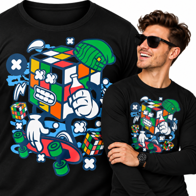 LONGSLEEVE  ANIMOWANY   RUBIX CUBE SKATER